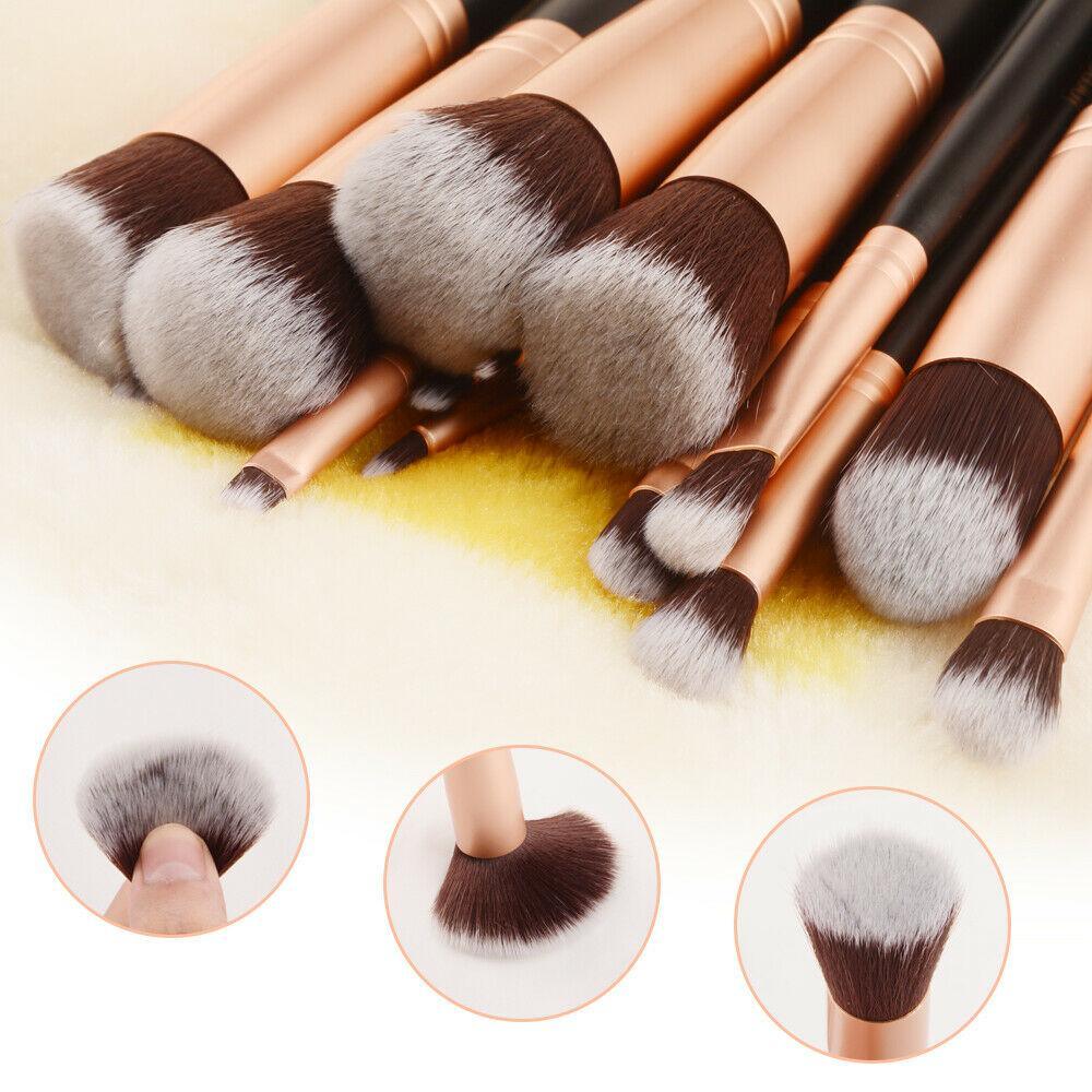 14Pcs Makeup Brushes Cosmetic Contour Foundation Eyebrow Black Gold Useful Tool