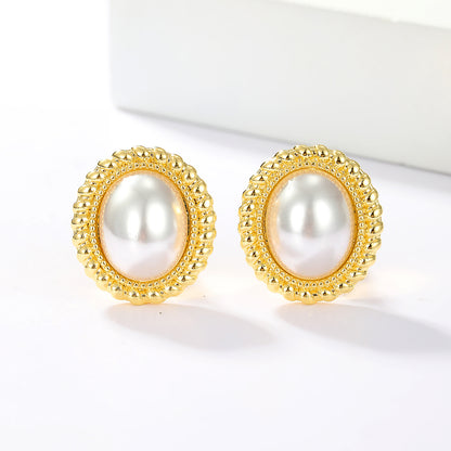 Geometric Big Round Stud Earrings for Women Exquisite Pearl Studs Earrings Statement Earrings Jewelry Gifts