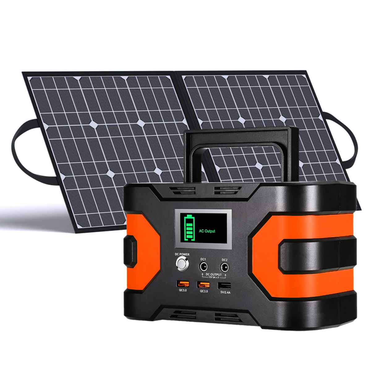 200W Peak Power Station, Flashfish CPAP Battery 166Wh 45000mAh Backup Power Pack  With 50W 18V Portable Solar Panel, FLASHFISH Foldable Solar Charger