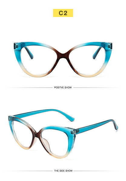 Fashion cat eye TR anti-blue light glasses trend stitching color glasses frame simple and comfortable flat mirror