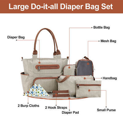 8Pcs Baby Nappy Diaper Bags Set for Mom Dad Mummy Handbags Multifunctional