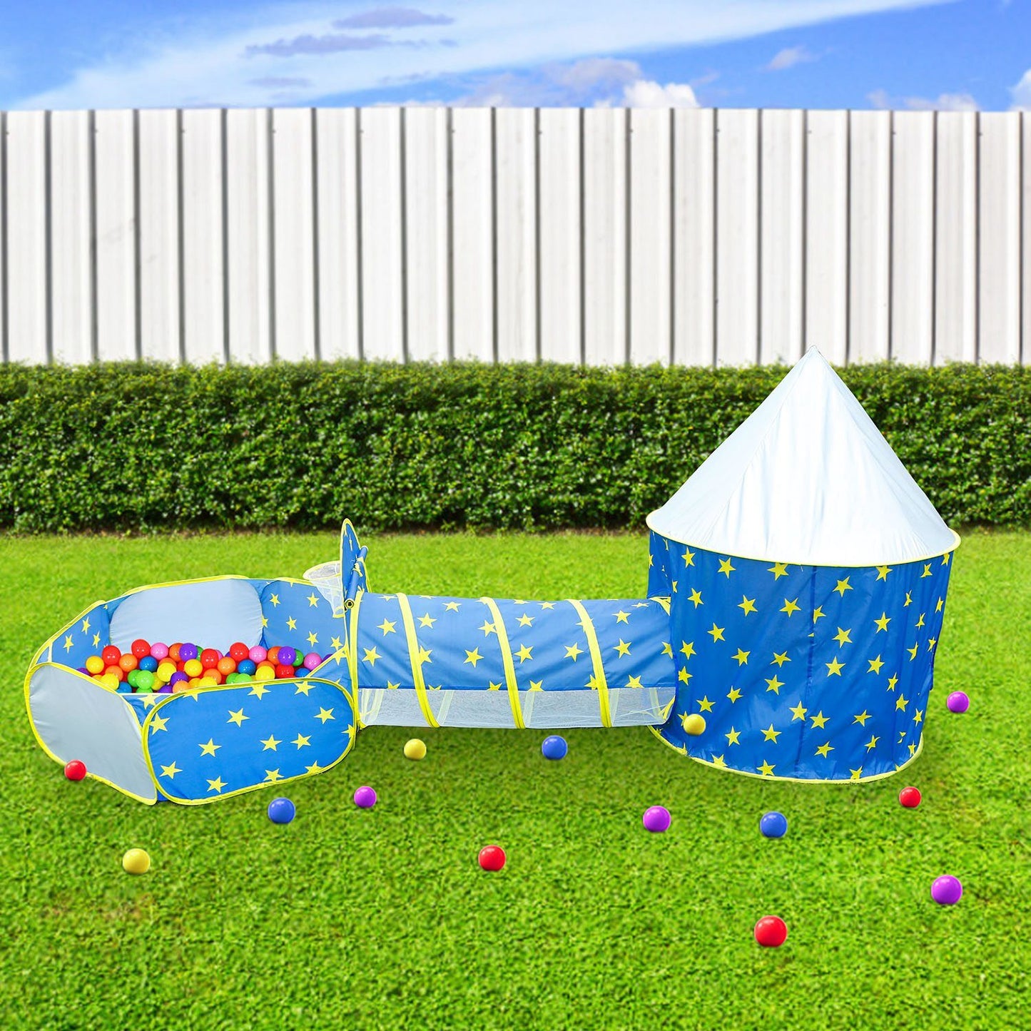 3 In 1 Child Crawl Tunnel Tent Kids Play Tent Ball Pit Set Foldable Children Play House Pop-up Kids Tent w/Storage Bag