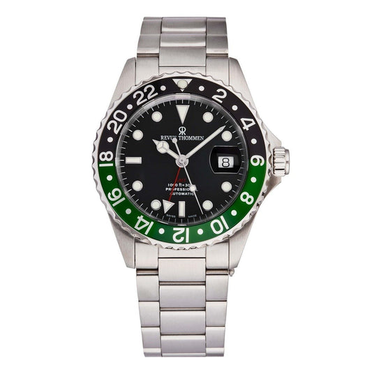 Revue Thommen 17572.2138 Diver GMT Black Dial Silver Stainless Steel Automatic Watch