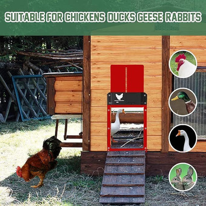 Automatic Chicken Door, Smart Light Sensor Control, Chicken Door Opener, Battery Operated, Multi Mode Chicken Flap, Evening and Morning Delayed Opening, IPX4 Waterproof (Green)