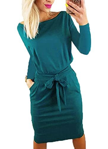 2023 Fashion Fall Dresses for Women Casual Long Sleeve Belted Party Bodycon Sheath Pencil Dress