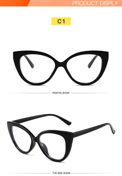 Fashion cat eye TR anti-blue light glasses trend stitching color glasses frame simple and comfortable flat mirror