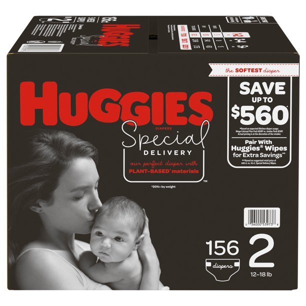 Huggies Special Delivery Hypoallergenic Baby Diapers Size 2;  Count 156