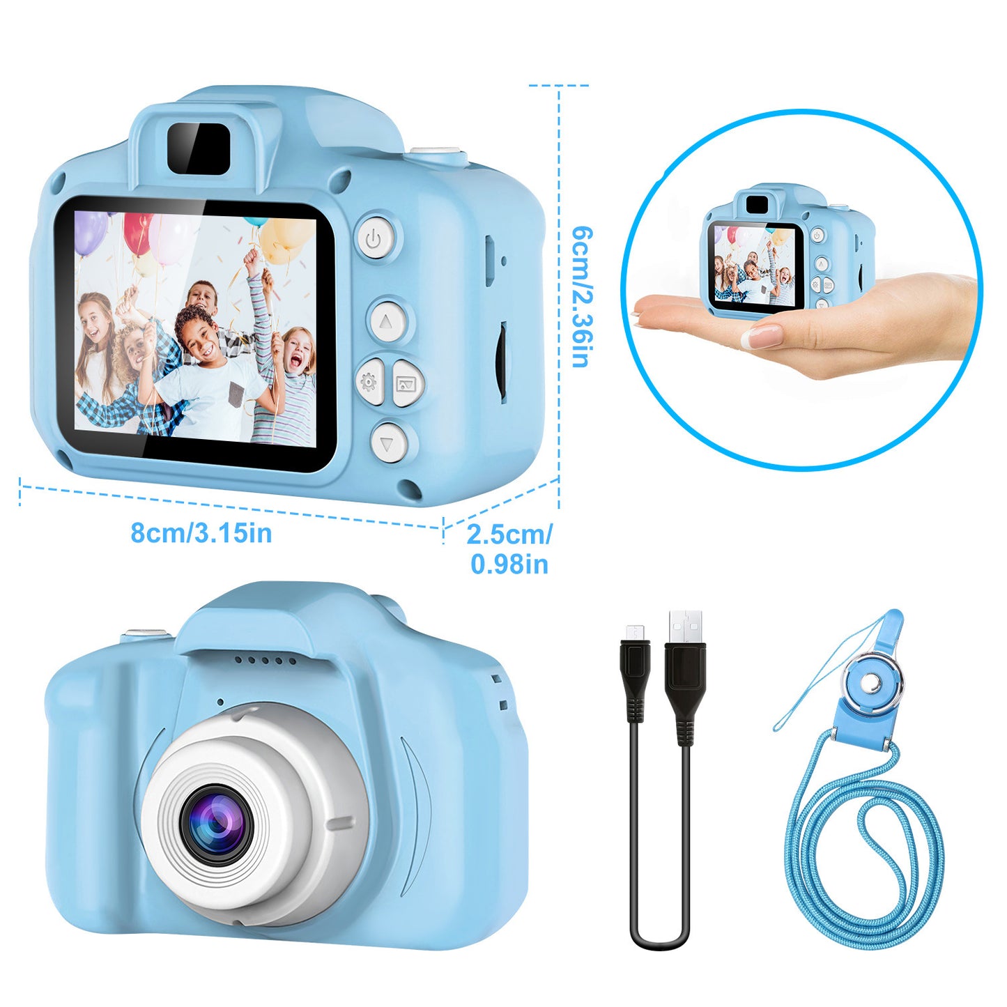 Kids Digital Camera w/ 2.0' Screen 12MP 1080P FHD Video Camera 4X Digital Zoom Games