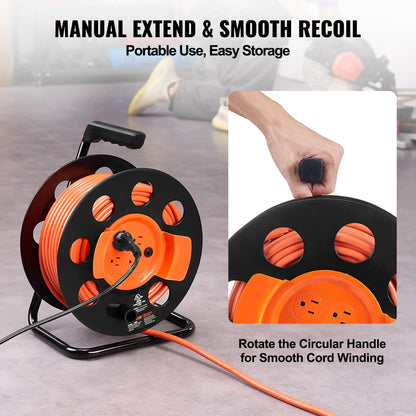 VEVOR Extension Cord Reel for Outdoor Indoor Toolshed Garage, UL/ETL Listed