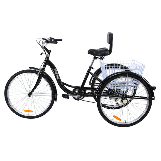 Adult Tricycle 7 Speed Cruise Bike 26 inch 3 Wheeled Bicycle with Large Size Basket Men's Women's Cruise Bike for Recreation; Shopping; Exercise