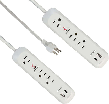 Bosonshop Surge Protector Power Strip with 3 Outlet and USB Port(5V/2.4A) & Type-C Port(5V/3A), 6 Ft Extension Cord