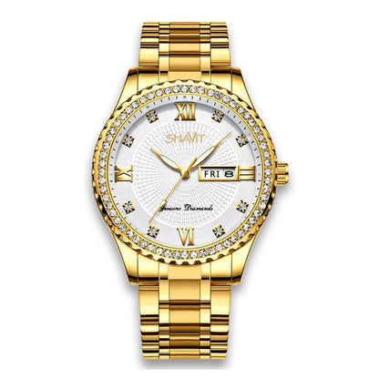 Men's Gold Watch Stainless Steel Quartz Wristwatch For MEN Relojes De Hombre