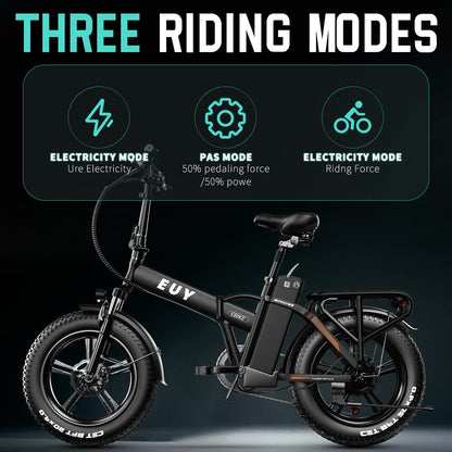 750w Electric Bike for Adults;  20'x4.0'Fat Tire Foldable Ebikes with 48V 18Ah Removable Battery;  Dual Shock Absorber Shimano 7 Speed Electric Bicycles for Urban;  Beach;  Snow;  Off-Road