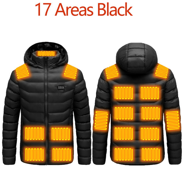 Men 9 Areas Heated Jacket USB Winter Outdoor Electric Heating Jackets Warm Sprots Thermal Coat Clothing Heatable Cotton jacket