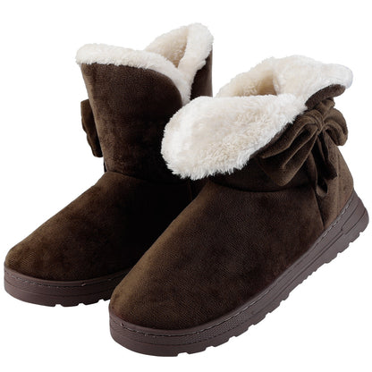 Women Ladies Snow Boots Super Soft Fabric Mid-Calf Winter Shoes Thickened Plush Warm Lining Shoes