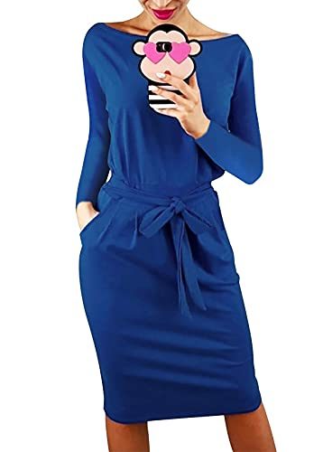 2023 Fashion Fall Dresses for Women Casual Long Sleeve Belted Party Bodycon Sheath Pencil Dress