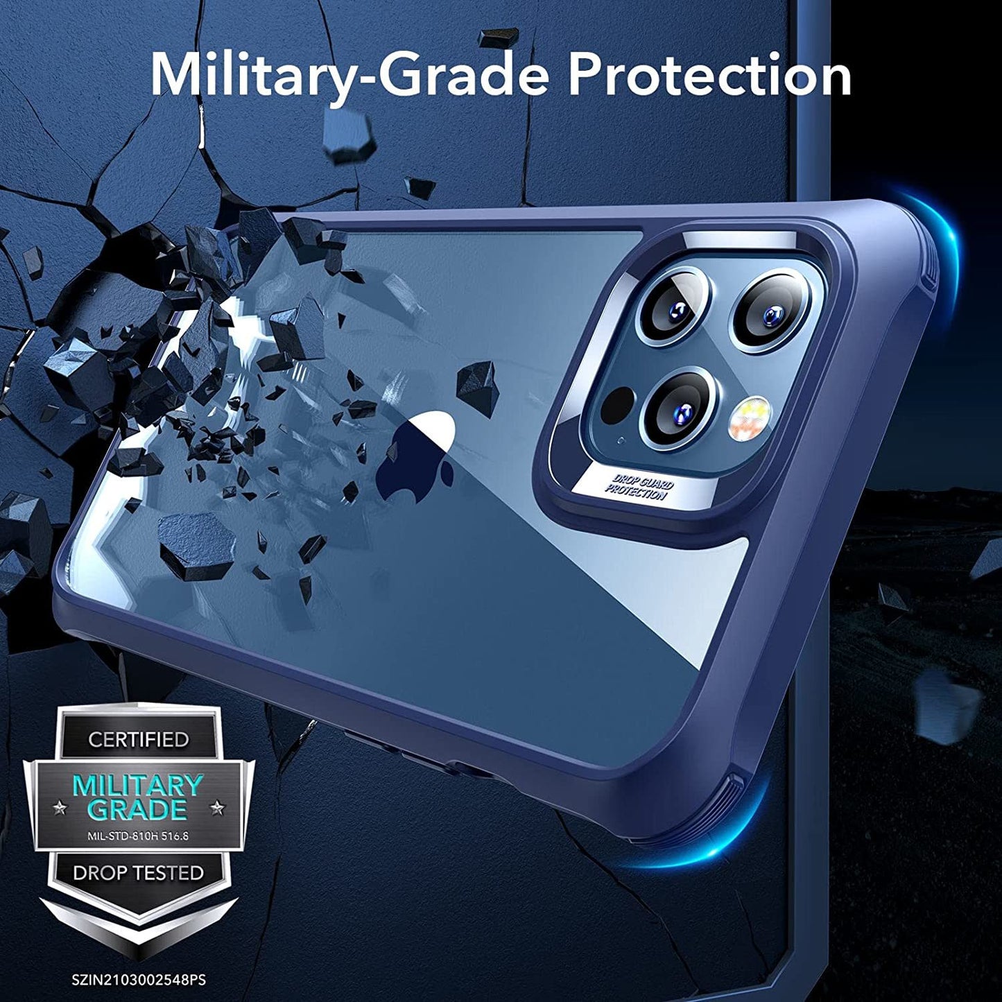 ESR Military-Grade 360° Hybrid Protection Compatible with iPhone 12 Case/iPhone 12 Pro Case [10FT Drop Tested] [Heavy Duty Shockproof ] with [2 Tempered Glass Screen Protectors];  6.1" - Clear Blue