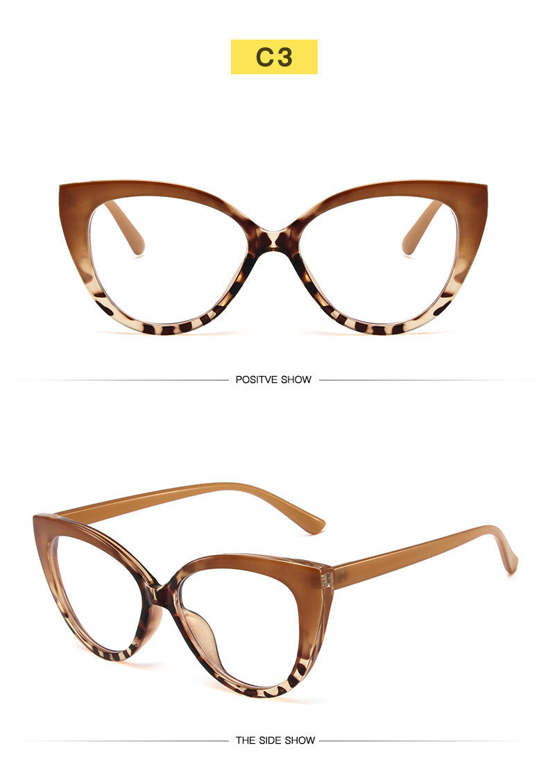 Fashion cat eye TR anti-blue light glasses trend stitching color glasses frame simple and comfortable flat mirror