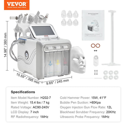 VEVOR Hydrogen Oxygen Facial Machine, Professional Hydrafacial Machine for Spa, Hydro Facial Cleansing Rejuvenation Machine