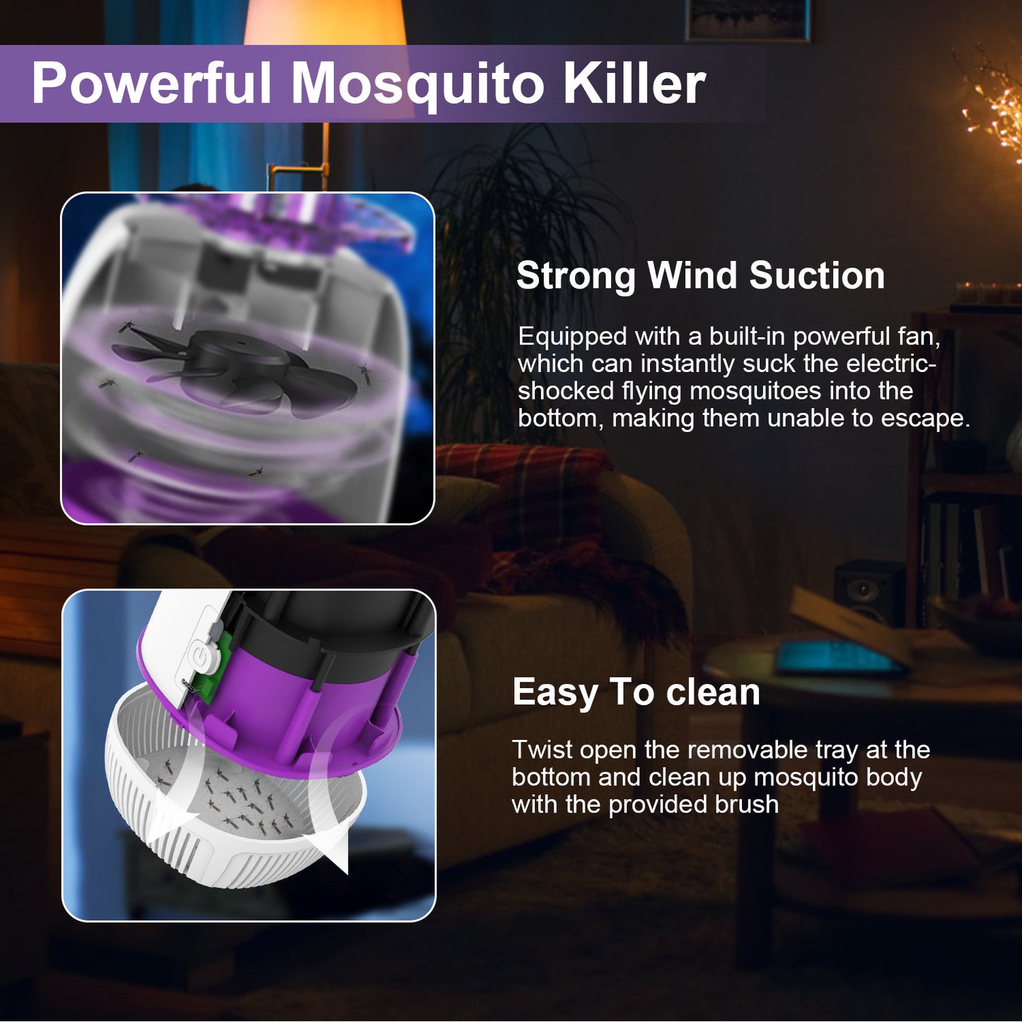 Plug-in Mosquito Zapper Max 1076Sq.Feet Range Electric Fly Zapper with 3 Modes Mosquito Killer Lamp for Indoor Outdoor